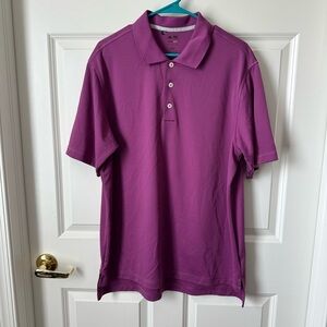 Adidas Polo Shirt Mens L Checker Purple Short Sleeve Climalite Golf Casual